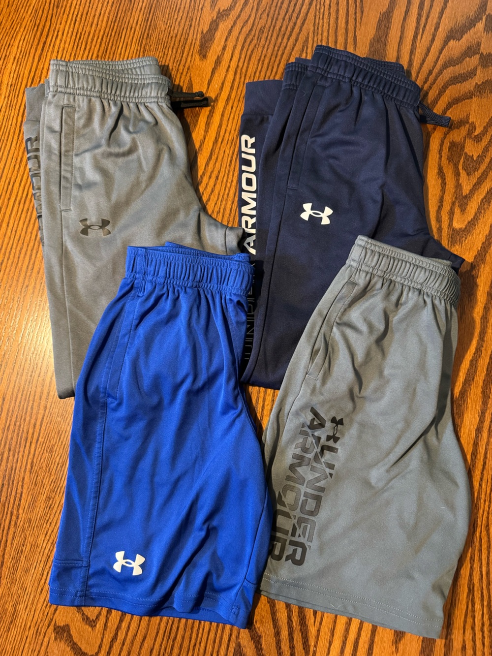 Under Armour Kids' Athletic 2 pants & 2 Shorts - Gray, Navy & Royal Blue